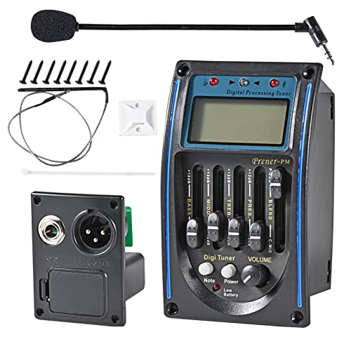 LIEKE Acoustic Guitar Pickup,5 Band EQ Equalizer Guitar Preamp Piezo Pickup Tuner with Mic LCD Display - Image 1