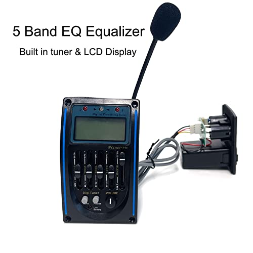 LIEKE Acoustic Guitar Pickup,5 Band EQ Equalizer Guitar Preamp Piezo Pickup Tuner with Mic LCD Display - Image 2