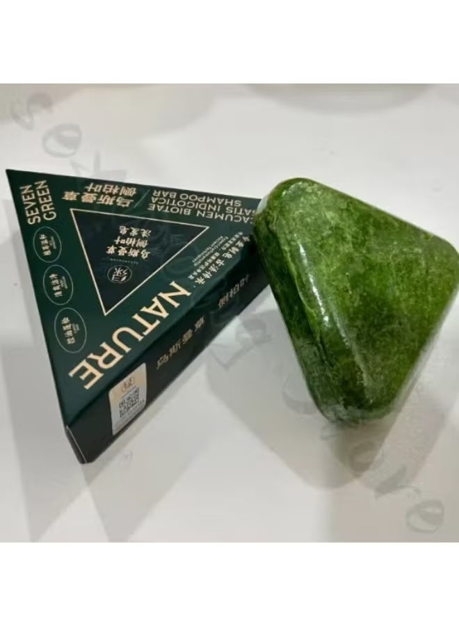Nature Triangle Shampoo Bar, Nature Seven Green Soap Shampoo, Plant-Based Solid Shaampoo - Image 2