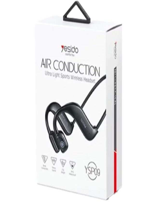 YESIDO YSP09 AIR CONDUCTION Ultra Light Sports Wireless Headset Black - Image 2