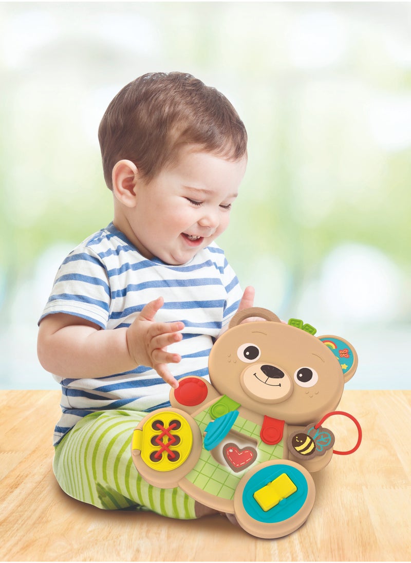 Clementoni - Clementoni Montessori Bear Busy Panel | Interactive Toy for Baby and Toddler | Educational Toy | Early Learning Toy | Helps with Motor Skill Development | Develop Early Problem-Solving Skills | Perfect Gift for Baby and Toddler - Image 1
