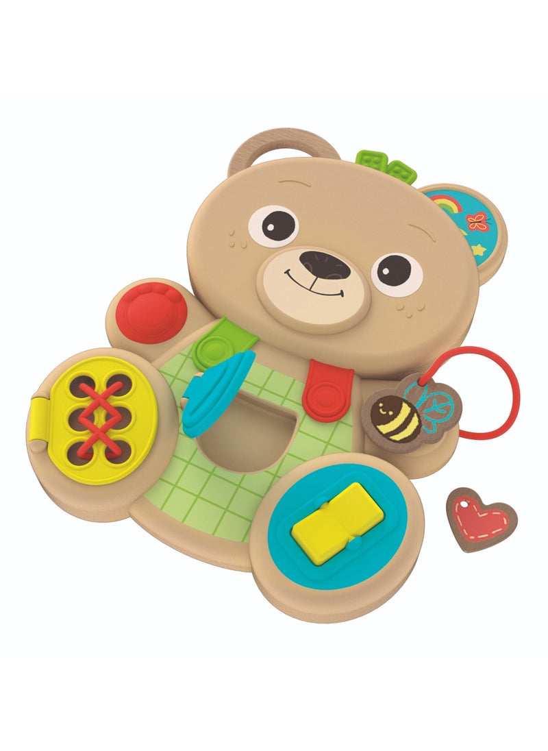 Clementoni - Clementoni Montessori Bear Busy Panel | Interactive Toy for Baby and Toddler | Educational Toy | Early Learning Toy | Helps with Motor Skill Development | Develop Early Problem-Solving Skills | Perfect Gift for Baby and Toddler - Image 1