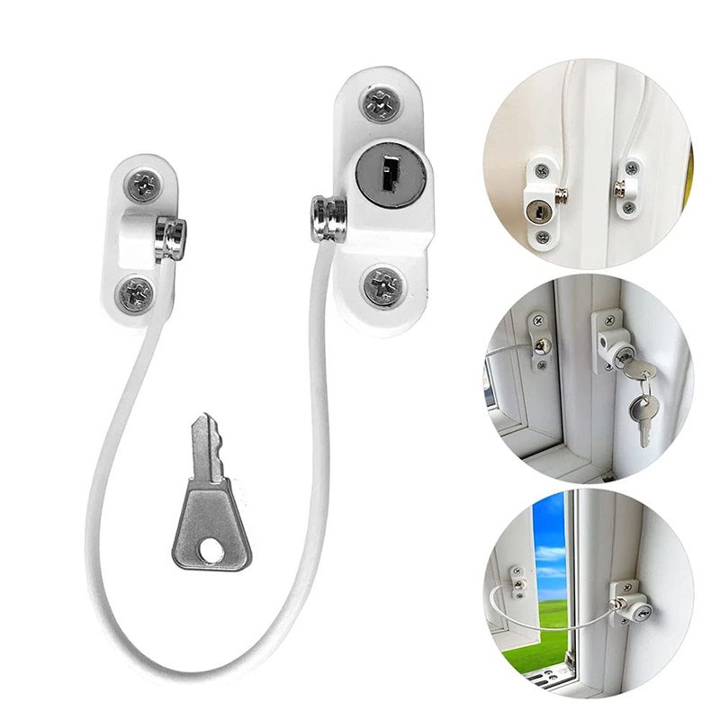 GOSONO Child Safety Locks Window Door Cable Ventilator Kid Lock Baby Security Locking Keyed Opening Restrictor For Baby Protection Prevent Children Falling Window Lock (2PC Black) - Image 5