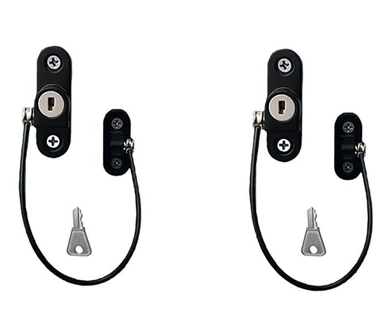 GOSONO Child Safety Locks Window Door Cable Ventilator Kid Lock Baby Security Locking Keyed Opening Restrictor For Baby Protection Prevent Children Falling Window Lock (2PC Black) - Image 1