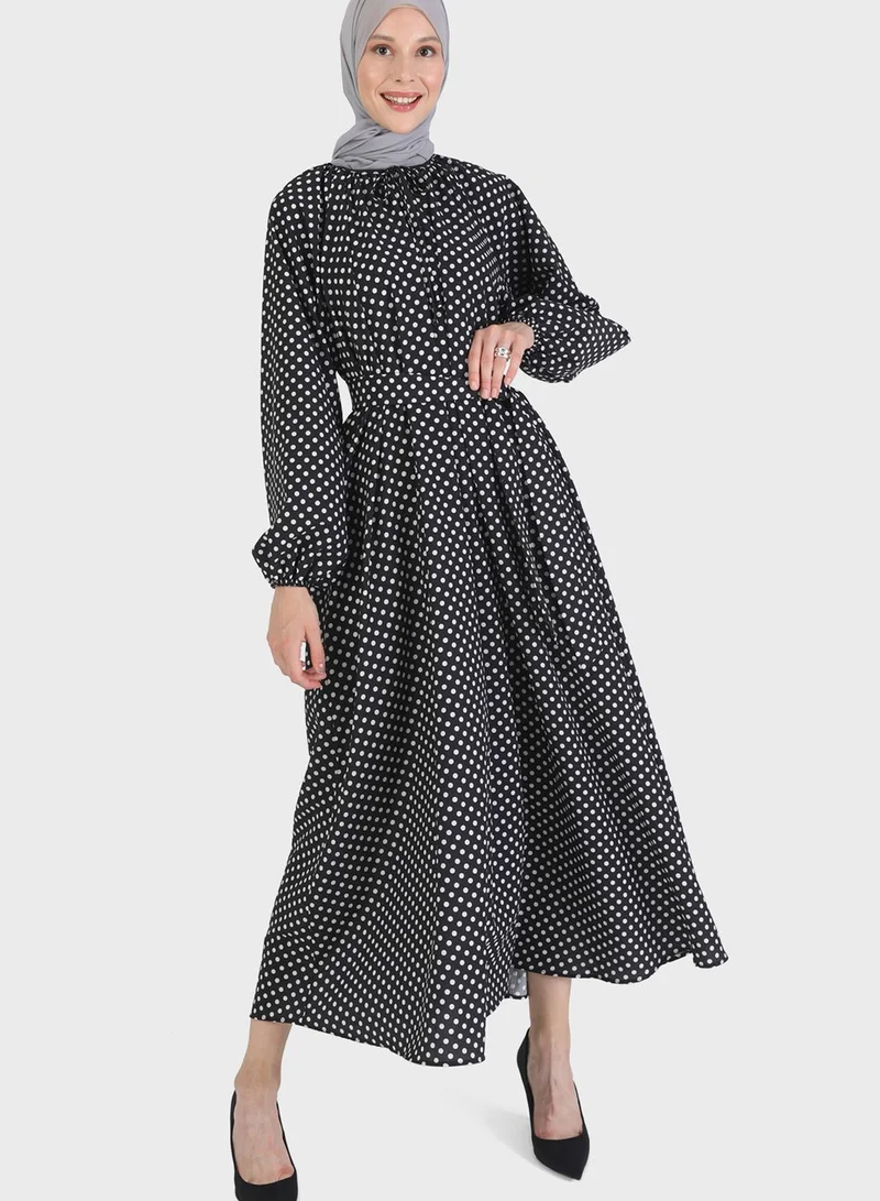 Refka by modanisa Printed Flared Dress