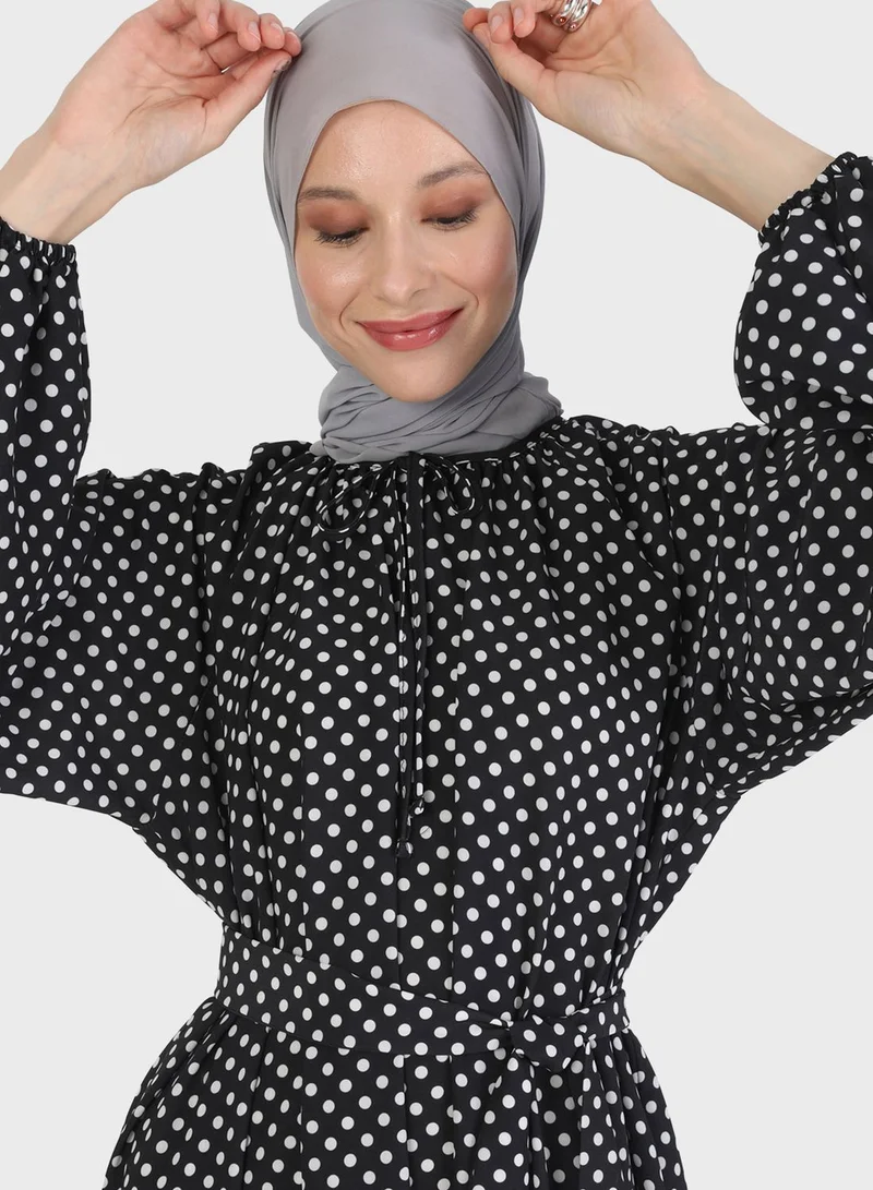 Refka by modanisa Printed Flared Dress