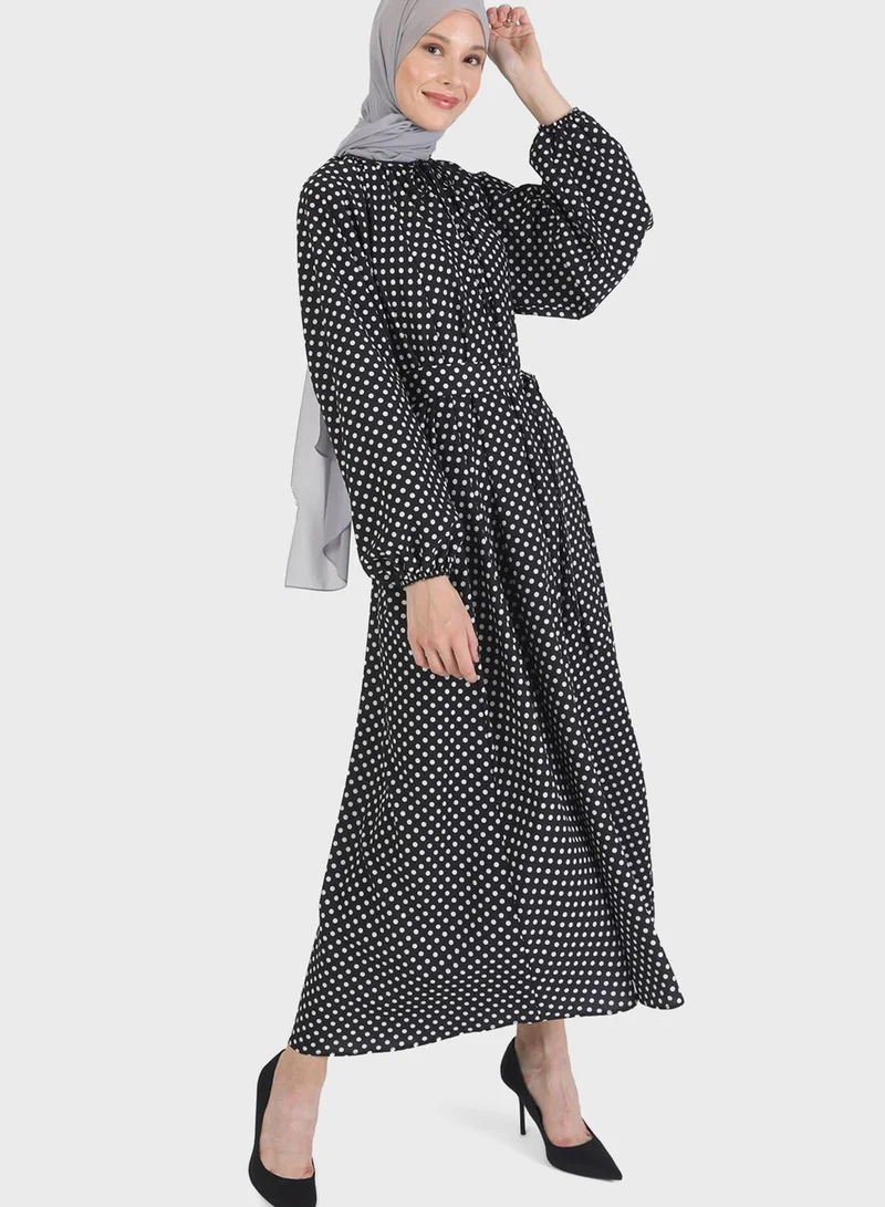 Refka by modanisa Printed Flared Dress