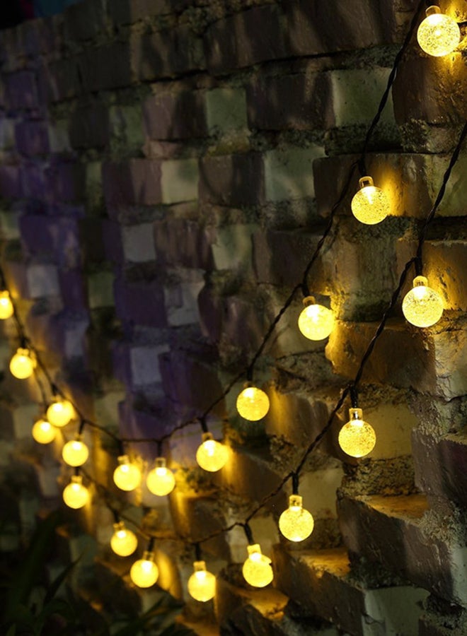 شريط إضاءة LED ضد للماء يعمل بالطاقة الشمسية بتصميم كرة كريستالية أصفر 7متر - Image 3