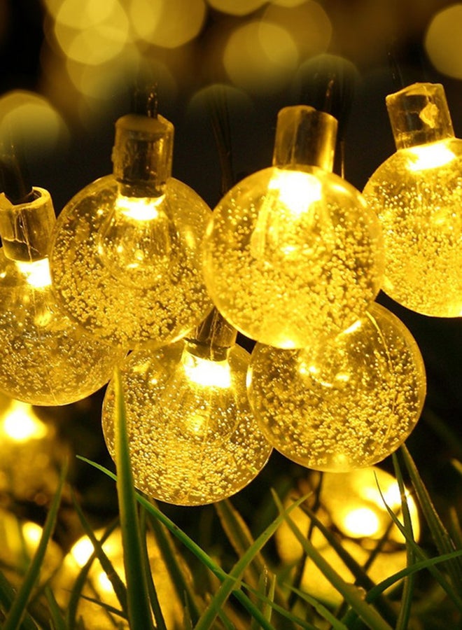 شريط إضاءة LED ضد للماء يعمل بالطاقة الشمسية بتصميم كرة كريستالية أصفر 7متر - Image 2