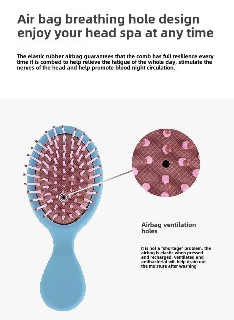 Ucanbe 2pcs Portable Mini Air Cushion Hair Brush - Soft Nylon Bristles for Wet & Dry Hair, Ideal Travel Companion, Perfect Christmas Stocking Gift Macaron Green - Image 3