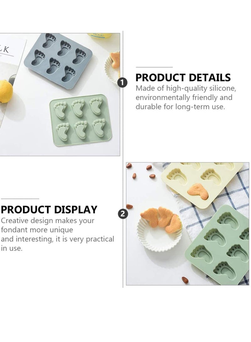 SYOSI Silicone Mold 3D Baby Foot Print Baby Shower Cake Topper Feet Cupcake DIY Decoration Birthday Party Tool for Sugar Craft Chocolate and Crafting 4pcs - Image 4