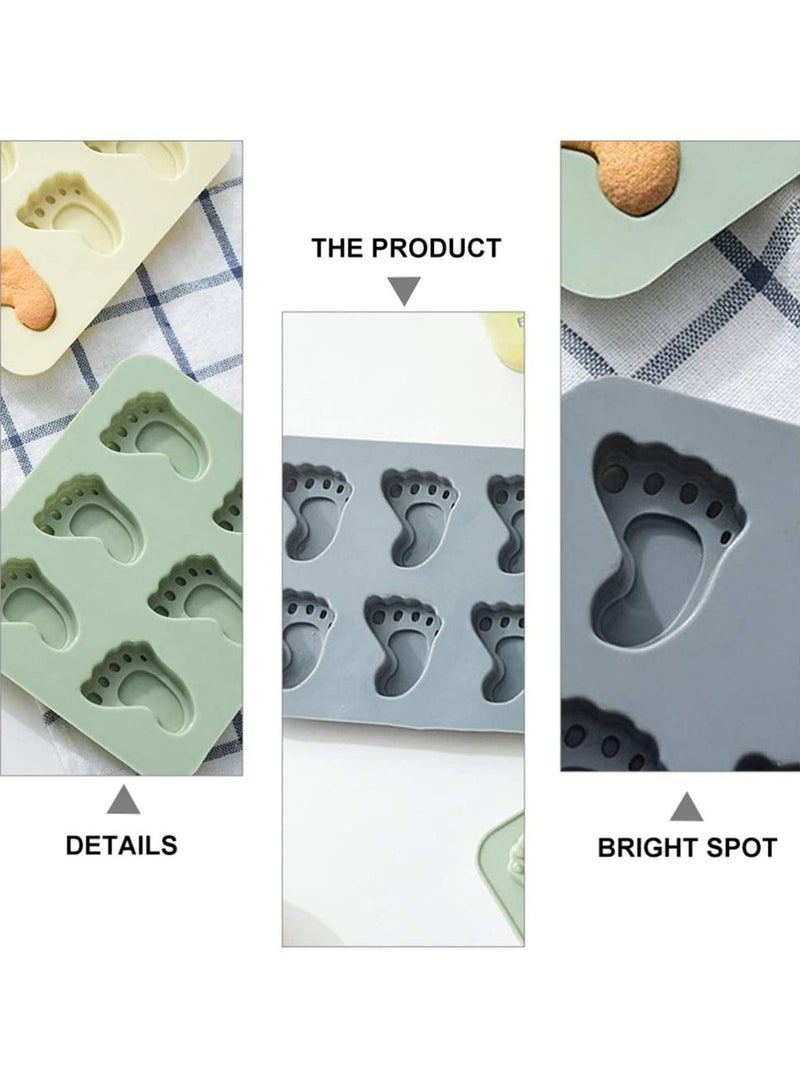 SYOSI Silicone Mold 3D Baby Foot Print Baby Shower Cake Topper Feet Cupcake DIY Decoration Birthday Party Tool for Sugar Craft Chocolate and Crafting 4pcs - Image 3