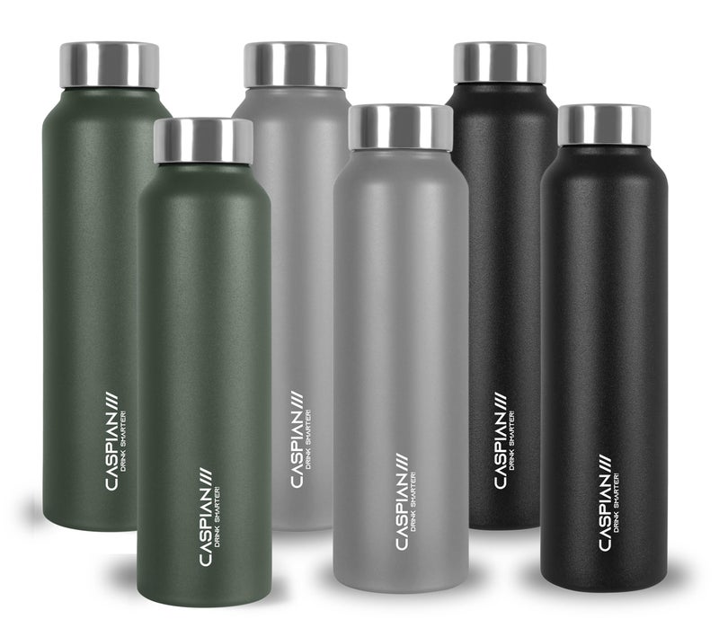 CASPIAN /// Astra ISI Certified Stainless Steel Water Bottle 1ltr.(Multicolour, 1 Litre, Set of 6) | Leak Proof Thunder for Fridge Home Office Travel School Kids Boys Girls Adults Sports Gym| BPA Free - Image 1