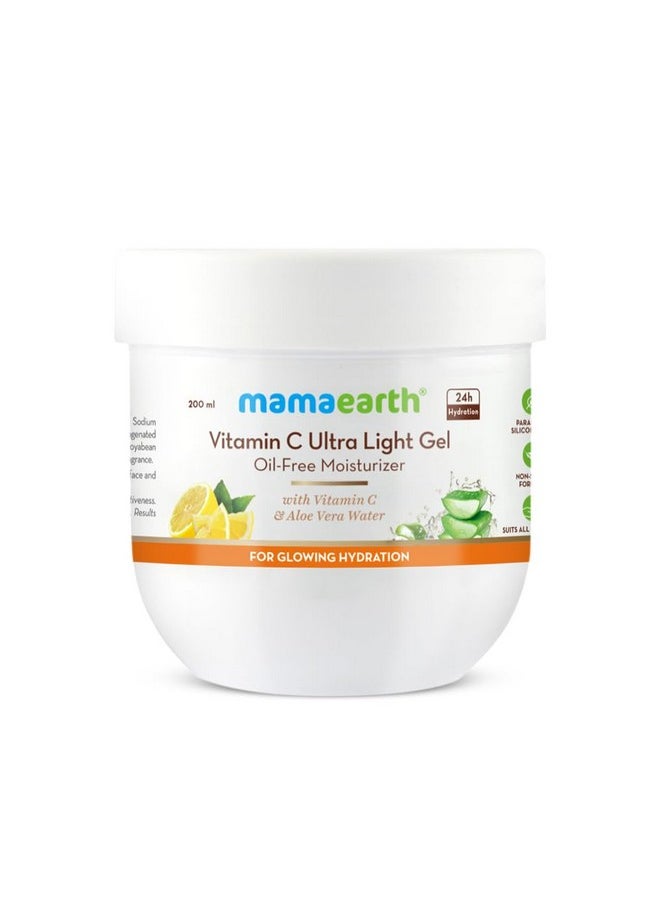 Mamaearth - Vitamin C Ultra Light Gel Oil-Free Moisturizer For Face, Body And Hands; With Vitamin C & Aloe Vera Water For Glowing Hydration - 200 Ml - Image 1