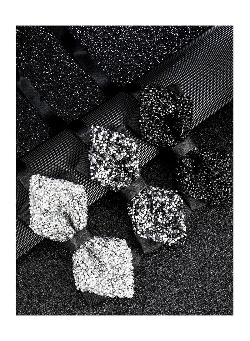 KASTWAVE Rhinestone Pre Tied Bow Ties, Men's Adjustable Length Glitter Bow Tie, Gentleman's Sparkly Bow Ties for Wedding and Parties, 3Pcs - Image 5