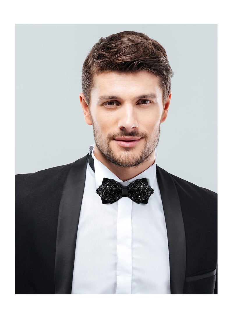 KASTWAVE Rhinestone Pre Tied Bow Ties, Men's Adjustable Length Glitter Bow Tie, Gentleman's Sparkly Bow Ties for Wedding and Parties, 3Pcs - Image 2