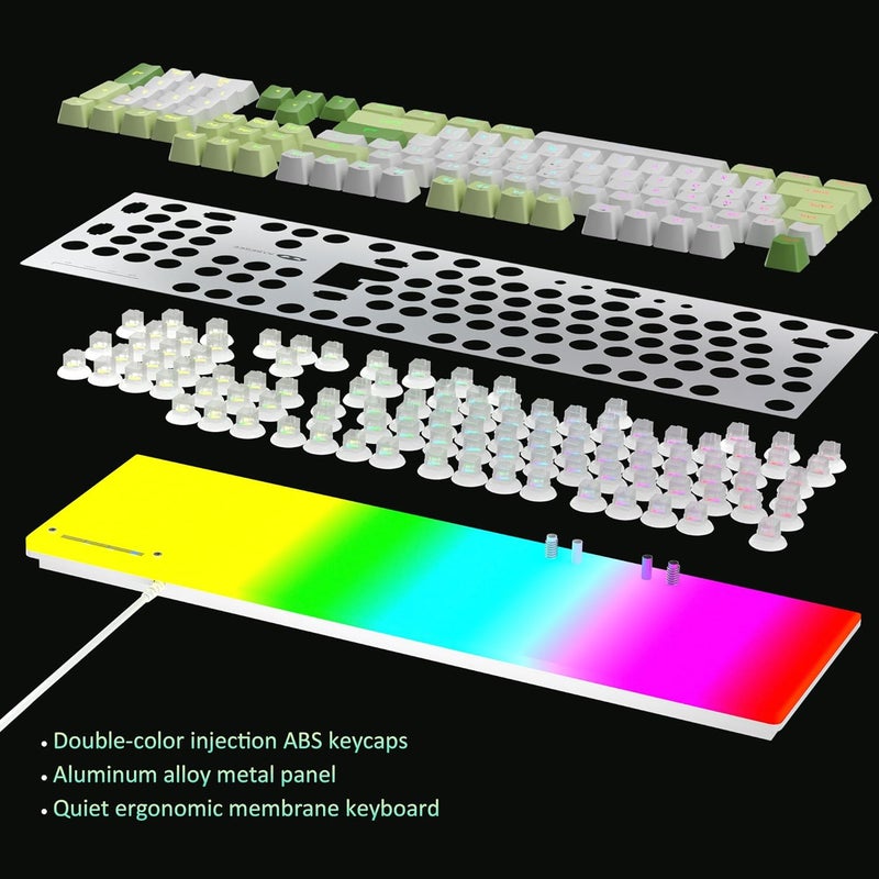 MageGee GT838 Gaming Keyboard and Mouse Combo, 104 Keys RGB Backlit Quiet Wired Keyboards with Number Pad, Metal Panel, Anti-Ghosting, Keyboards Set for Desktop, Laptop, PC, Green - Image 5