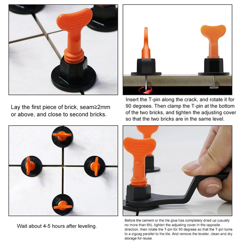 50Pcs Tile Leveling System with Special Wrench Reusable Floor Wall Tile Leveling Kit for Building Walls & Floors - Image 2