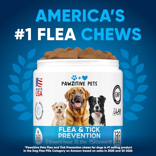 Pawzitive Pets Chewable Flea and Tick Prevention for Dogs - 120 Soft Chews Made in USA - Oral Flea and Tick Control Pills for Small, Medium, Large Dogs and Puppies - Skin and Coat Supplement Treats for All Breeds - Image 2