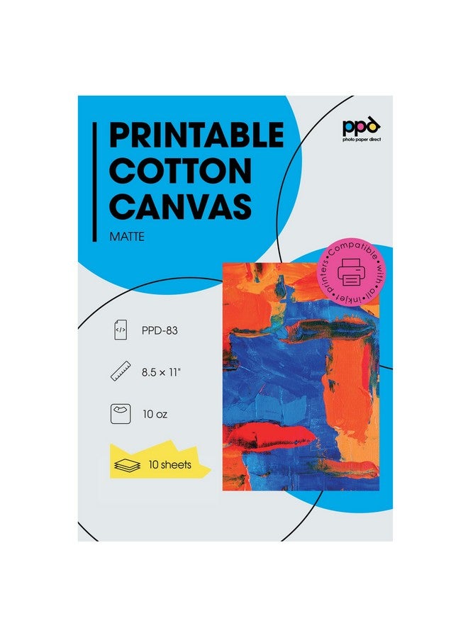 Ppd Inkjet Canvas 100% Real Printable Cotton Ltr 8.5 X 11 125Lbs. 340Gsm 17Mil X 10 Sheets (Ppd08310) - Image 1