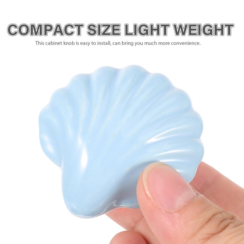 Blue Ceramic Shell Shaped Cabinet Handles 2pcs Drawer Pulls for Kitchen Wardrobe - Image 5