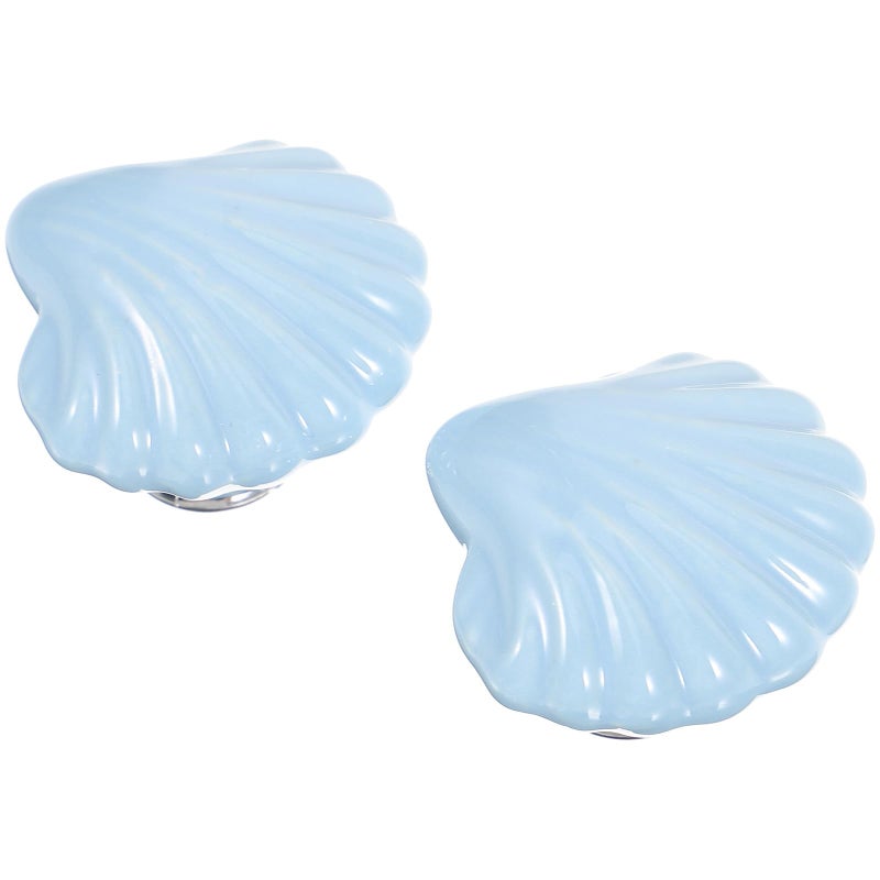 Blue Ceramic Shell Shaped Cabinet Handles 2pcs Drawer Pulls for Kitchen Wardrobe - Image 2
