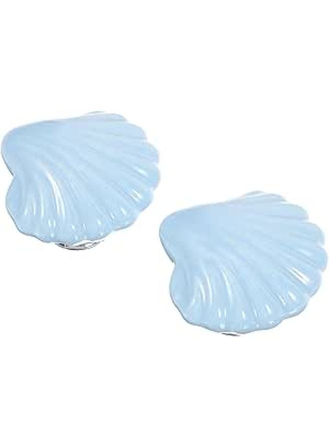 Blue Ceramic Shell Shaped Cabinet Handles 2pcs Drawer Pulls for Kitchen Wardrobe - Image 1