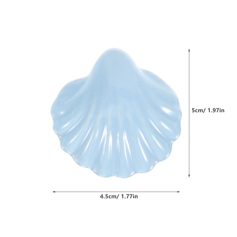 Blue Ceramic Shell Shaped Cabinet Handles 2pcs Drawer Pulls for Kitchen Wardrobe - Image 3