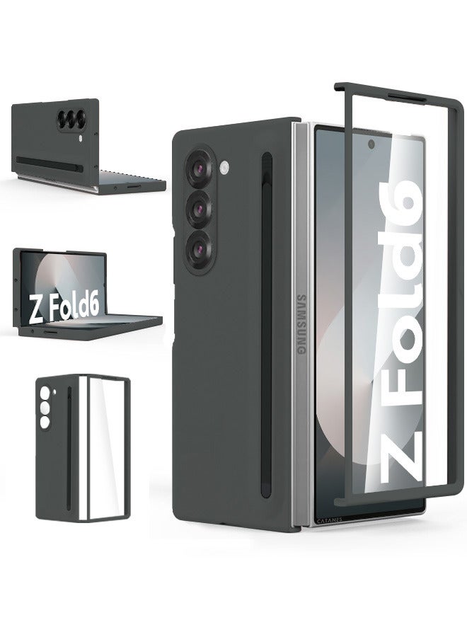 CATANES (for Samsung Galaxy Z Fold 6) Case with Screen Protector Ultra Hybrid Premium Case with Built-in New Compact S Pen, Holder and Storage Slot for Pen Black - Image 2