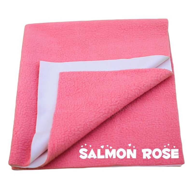 Baby Dry Sheet Anti-Piling Fleece Extra Absorbent Quick Dry Sheet for New Born Baby, Baby Bed Protector, Waterproof Baby Dry Sheet, Reusable Baby Cot Sheet for Infant, Small Size 50X70Cm (Salmon Rose)  - Image 1
