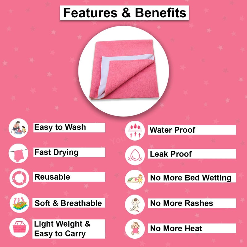 Baby Dry Sheet Anti-Piling Fleece Extra Absorbent Quick Dry Sheet for New Born Baby, Baby Bed Protector, Waterproof Baby Dry Sheet, Reusable Baby Cot Sheet for Infant, Small Size 50X70Cm (Salmon Rose)  - Image 3