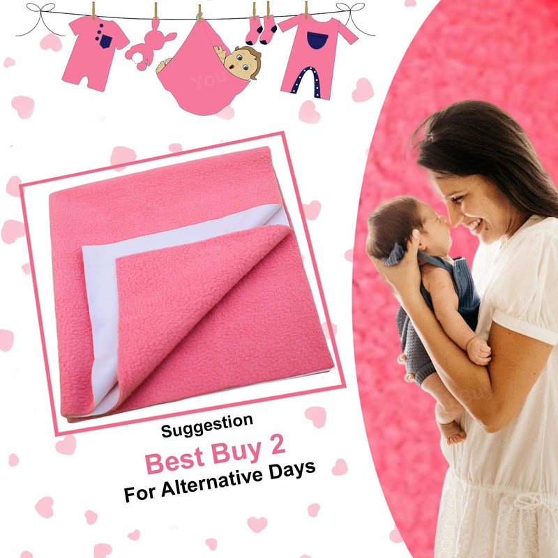 Baby Dry Sheet Anti-Piling Fleece Extra Absorbent Quick Dry Sheet for New Born Baby, Baby Bed Protector, Waterproof Baby Dry Sheet, Reusable Baby Cot Sheet for Infant, Small Size 50X70Cm (Salmon Rose)  - Image 2
