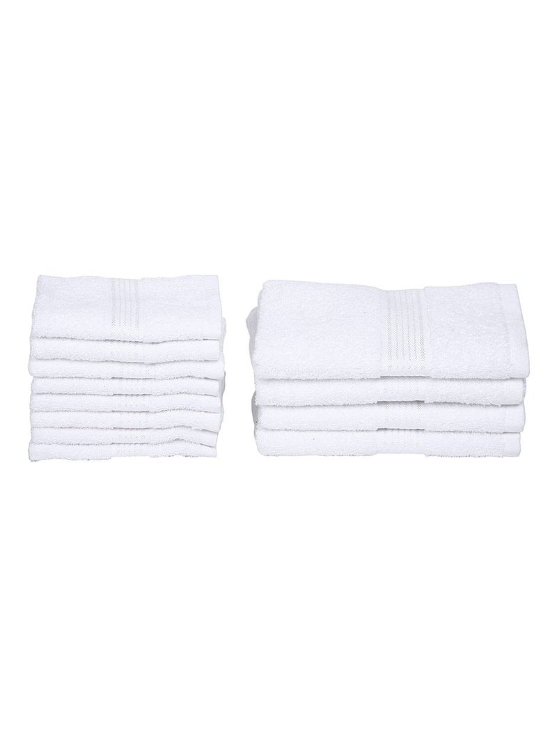 KOPA [12pc] Quick Dry 100% Cotton Soft Terry Towel -4pc Hand, 8pc Face (d'ross) | Quick Dry 100% Cotton | Super Absorbent, Lightweight, Odour Free - for Men, Women, Kids Solid-White - Image 3