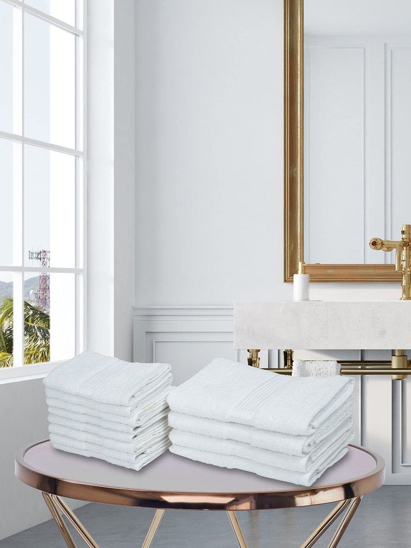 KOPA [12pc] Quick Dry 100% Cotton Soft Terry Towel -4pc Hand, 8pc Face (d'ross) | Quick Dry 100% Cotton | Super Absorbent, Lightweight, Odour Free - for Men, Women, Kids Solid-White - Image 1