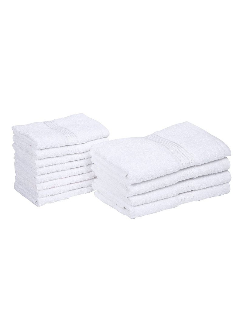 KOPA [12pc] Quick Dry 100% Cotton Soft Terry Towel -4pc Hand, 8pc Face (d'ross) | Quick Dry 100% Cotton | Super Absorbent, Lightweight, Odour Free - for Men, Women, Kids Solid-White - Image 4