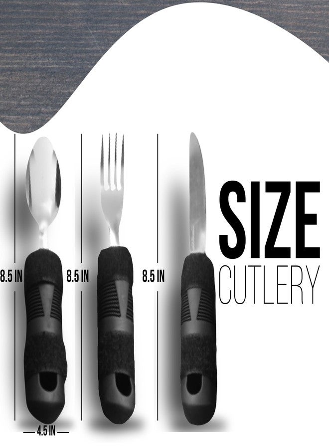 ADAPTIVE UTENSILS Eating Utensils for Disabled People | adapted Utensils| Universal Cuff Adaptive Utensil Holder |Set of 6 pcs 3 Cutlery & 3 Universal Cuff - Image 4