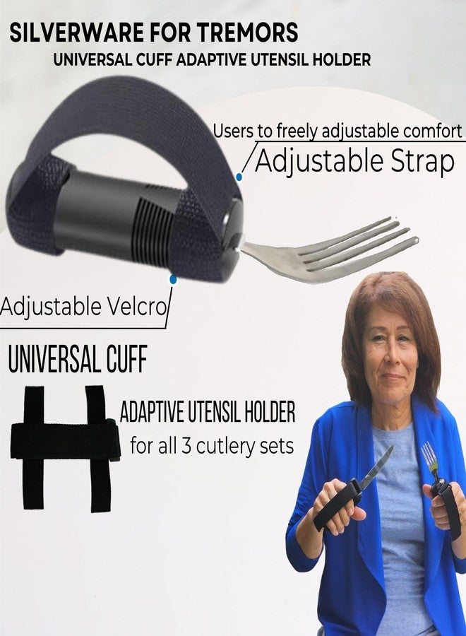 ADAPTIVE UTENSILS Eating Utensils for Disabled People | adapted Utensils| Universal Cuff Adaptive Utensil Holder |Set of 6 pcs 3 Cutlery & 3 Universal Cuff - Image 2