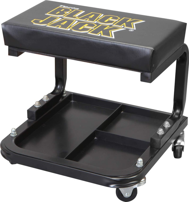 Torin ATR7211 Blackjack Rolling Creeper Garage/Shop Seat: Padded Mechanic Stool with Tool Tray Storage, Black, Large - Image 1