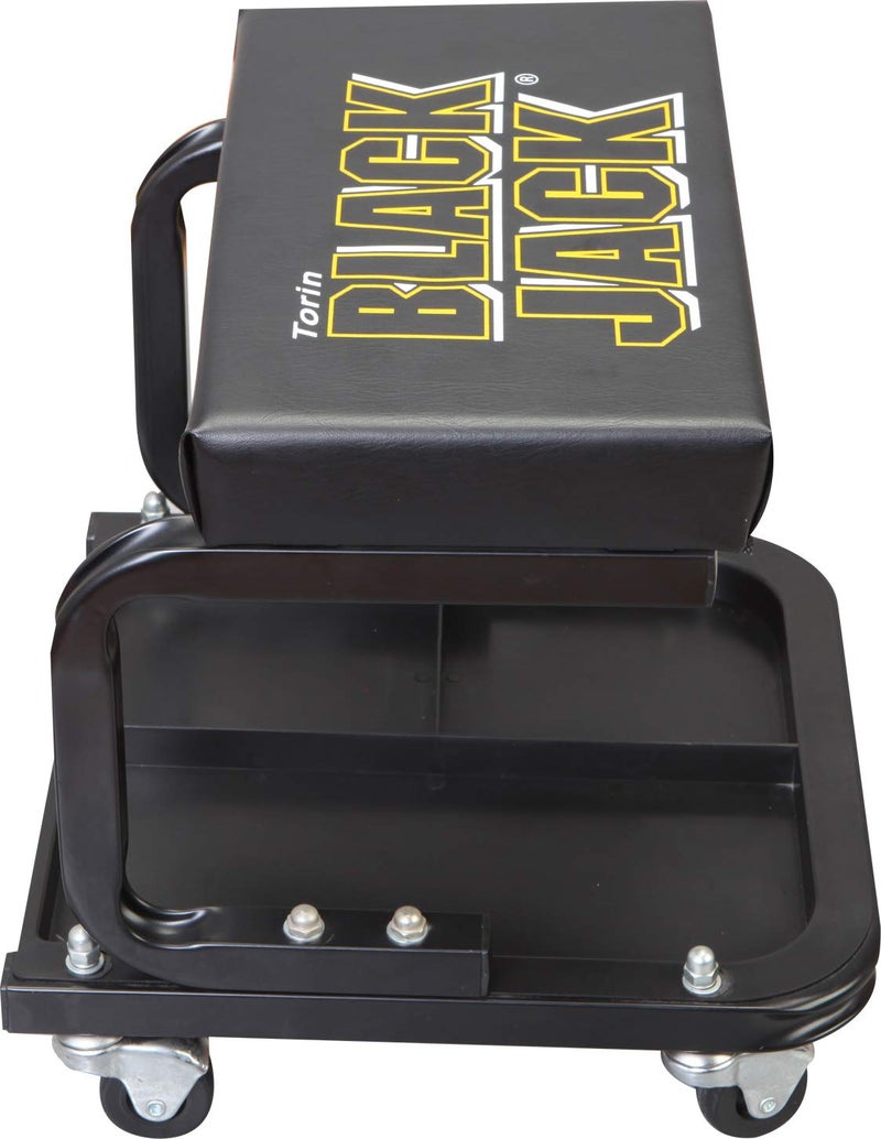 Torin ATR7211 Blackjack Rolling Creeper Garage/Shop Seat: Padded Mechanic Stool with Tool Tray Storage, Black, Large - Image 4