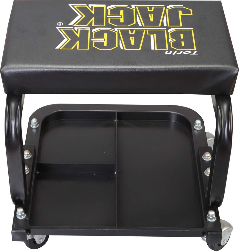 Torin ATR7211 Blackjack Rolling Creeper Garage/Shop Seat: Padded Mechanic Stool with Tool Tray Storage, Black, Large - Image 5