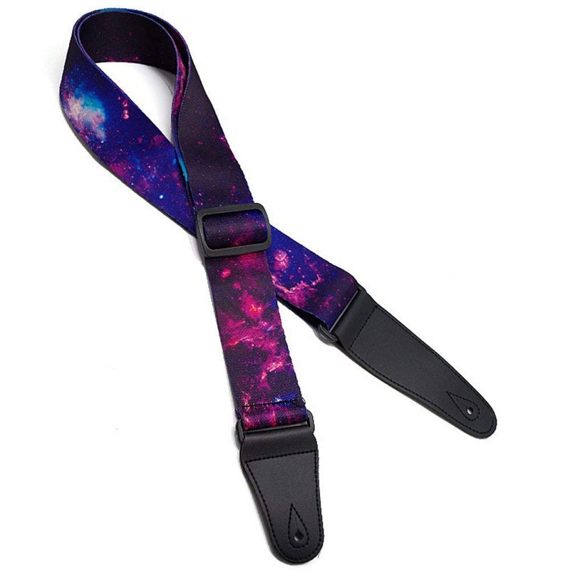 Wolfride Colorful Guitar Shoulder Strap - Purple Cloud Starry Sky Pattern for Acoustic, Electric, Bass Guitar - Image 5