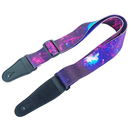 Wolfride Colorful Guitar Shoulder Strap - Purple Cloud Starry Sky Pattern for Acoustic, Electric, Bass Guitar - Image 2