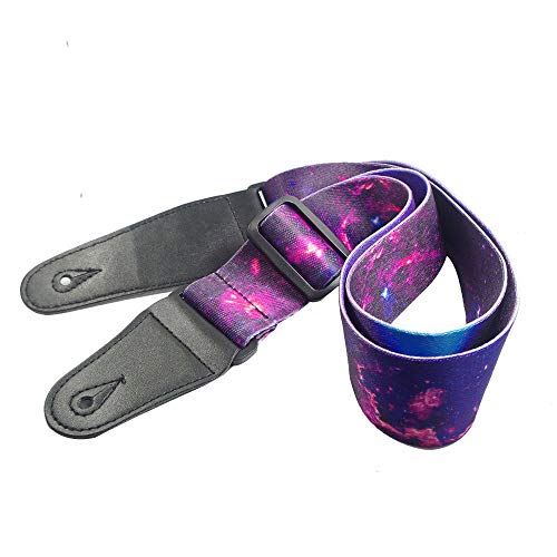 Wolfride Colorful Guitar Shoulder Strap - Purple Cloud Starry Sky Pattern for Acoustic, Electric, Bass Guitar - Image 3