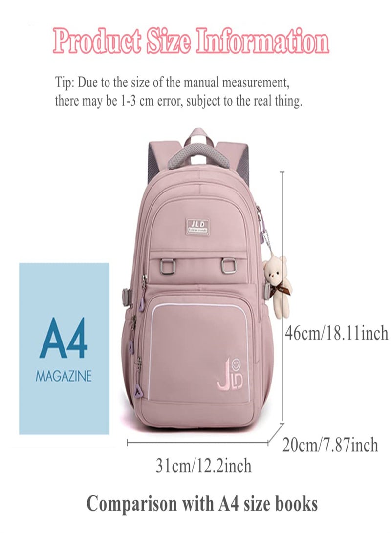 LJD Waterproof Female School Fashion Backpack,Laptop Backpacks, Complimentary Panda Ornament - Image 2