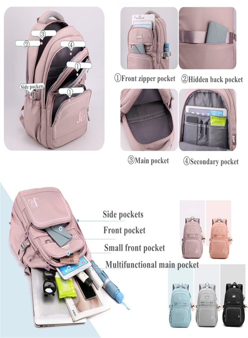 LJD Waterproof Female School Fashion Backpack,Laptop Backpacks, Complimentary Panda Ornament - Image 4