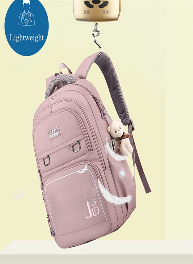LJD Waterproof Female School Fashion Backpack,Laptop Backpacks, Complimentary Panda Ornament - Image 5