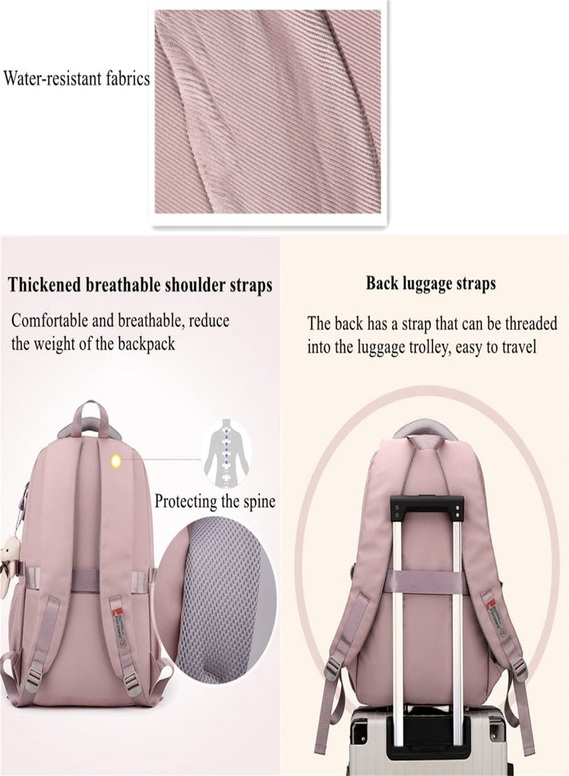 LJD Waterproof Female School Fashion Backpack,Laptop Backpacks, Complimentary Panda Ornament - Image 3