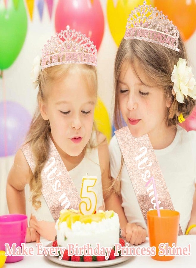 CUBACO Pink Birthday Crown Adult Woman, Glitter Happy Birthday Sash for Women Girls, Tiara, Hat, Accessories for women Girl, Crown for Parties, Favors and Decorations - Image 2