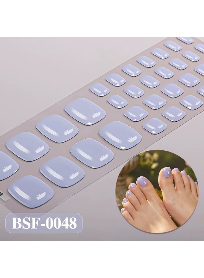 Solid Color No-Lamp Gel Toe Nail Wraps – 34 Strips for Pedicure – Includes File & Wooden Stick – UV-Free Easy DIY - Image 1