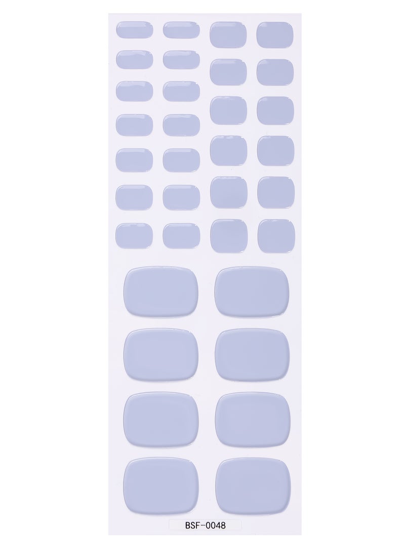 Solid Color No-Lamp Gel Toe Nail Wraps – 34 Strips for Pedicure – Includes File & Wooden Stick – UV-Free Easy DIY - Image 2